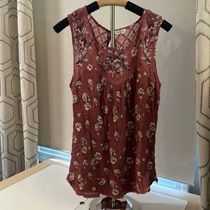 Mason & Belle Dusty Rose Pink Floral Tank Top Lace Embroidery XL